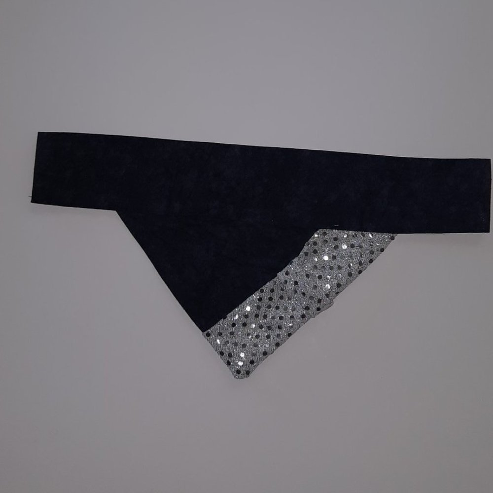 Fancy Pet Scarf Dog Bandana Black Silver Side Sequin
